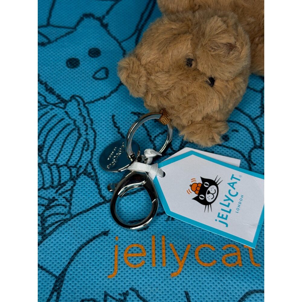 Jellycat Bartholomew Bear Bag Charm Tan Keyring Plush New